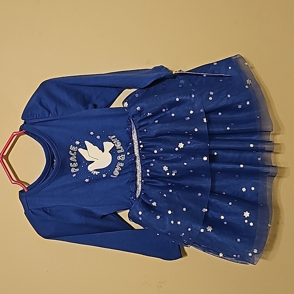 Cat &Jack‎ Baby Girls Peace Love & Light Long-Sleeves Tulle Dress Size 18m Blue